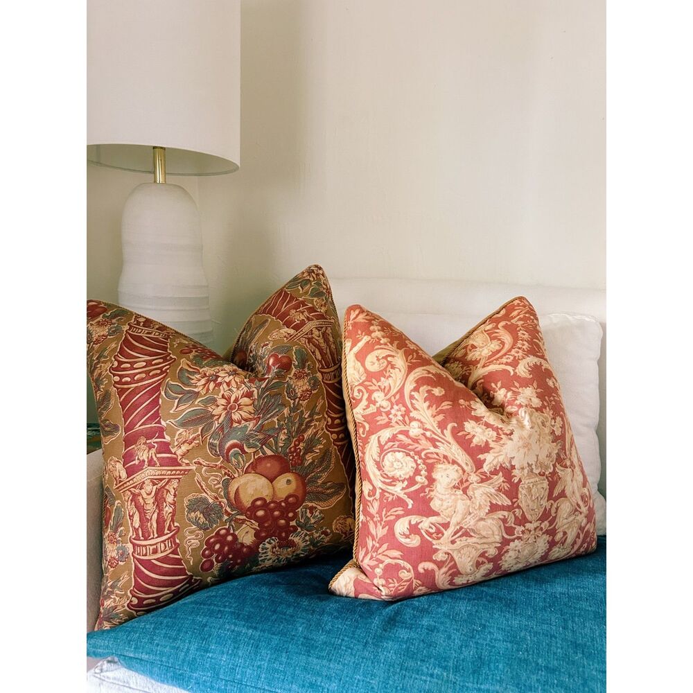 Vintage 90s Bennison Fabrics Linen Pillows